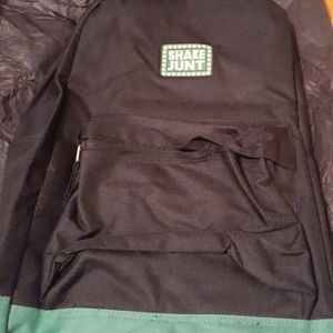 SHAKE JUNT BLACK GREEN BOOK BAG